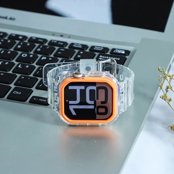 INF Silikonsportarmband för Apple Watch Series 9/10, 46mm, Transparent Svart