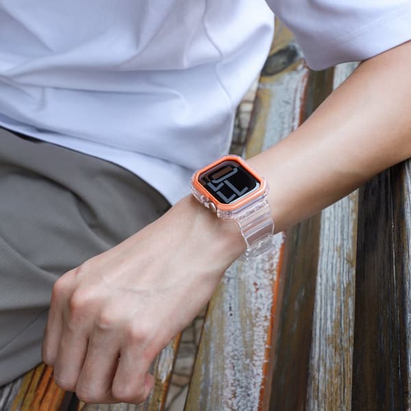 INF Silikonsportarmband för Apple Watch Series 9/10, 46mm, Transparent Svart