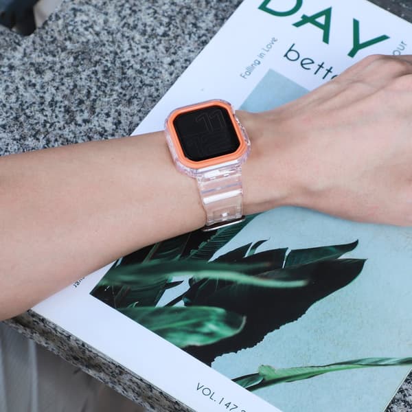 INF Silikonsportarmband för Apple Watch Series 9/10, 46mm, Transparent Svart