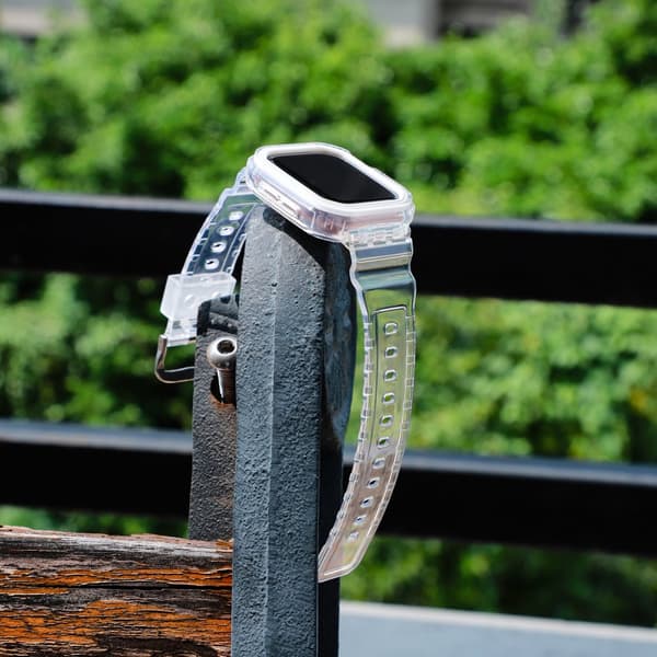 INF Silikonsportarmband för Apple Watch Series 9/10, 46mm, Transparent Svart