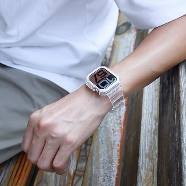 INF Silikonsportarmband för Apple Watch Series 9/10, 46mm, Transparent Svart