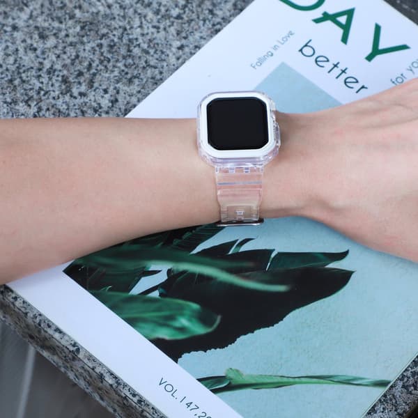 INF Silikonsportarmband för Apple Watch Series 9/10, 46mm, Transparent Svart