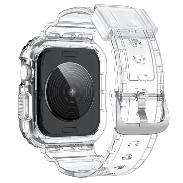 INF Silikonsportarmband för Apple Watch Series 9/10, 46mm, Transparent Svart