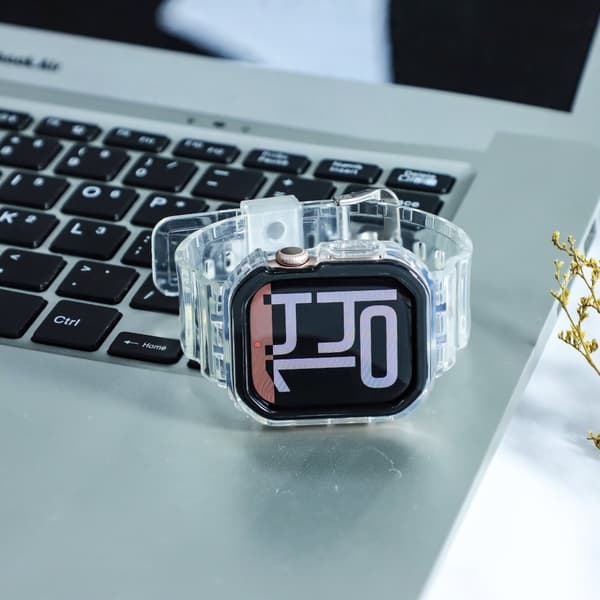 INF Silikonsportarmband för Apple Watch Series 9/10, 46mm, Transparent Svart