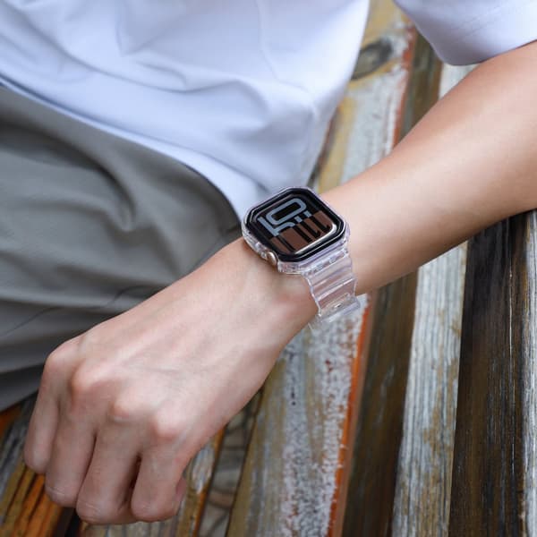 INF Silikonsportarmband för Apple Watch Series 9/10, 46mm, Transparent Svart
