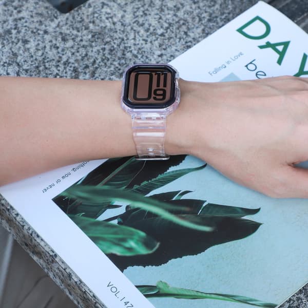 INF Silikonsportarmband för Apple Watch Series 9/10, 46mm, Transparent Svart