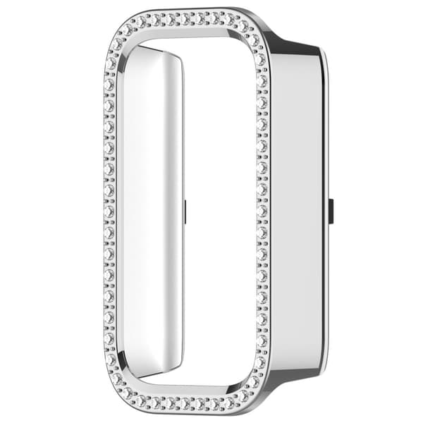 INF Redmi Band 3 beskyttende etui, Xiaomi Band 9 Active etui, galvaniseret sølv med rhinsten