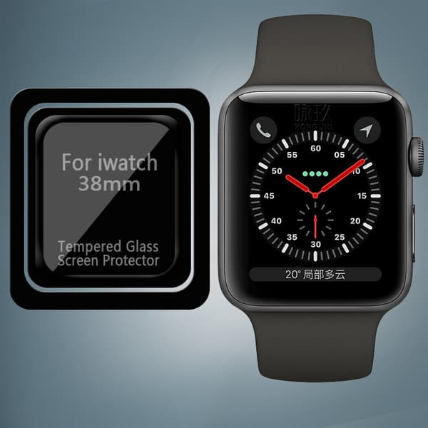 INF iWatch skjermbeskytter, 2-paks herdet glass med installasjonssett