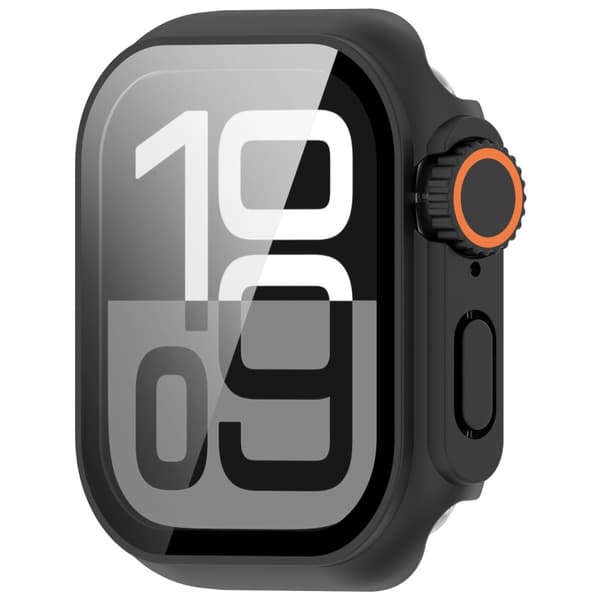 INF Skyddsfodral för Apple Watch - Hård PC & Härdat Glas Svart 46 mm