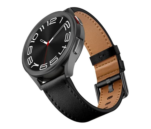 INF Premium lærreim til Samsung Galaxy Watch Sort 22 mm