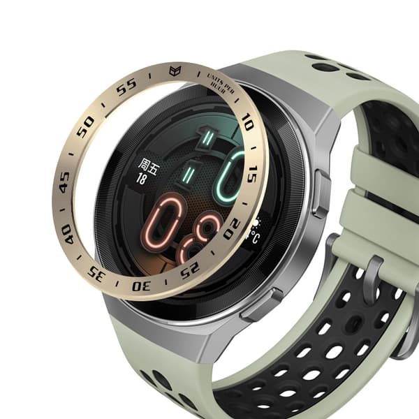 INF Retro Kultainen Kehys - Musta Teksti Huawei Watch GT2E:lle