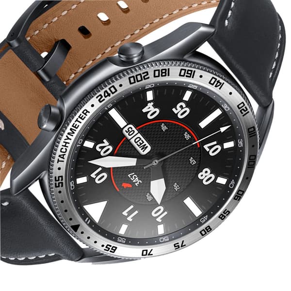 INF Hopeinen kehysrengas 45 mm Galaxy Watch 3 -kelloon - Musta teksti