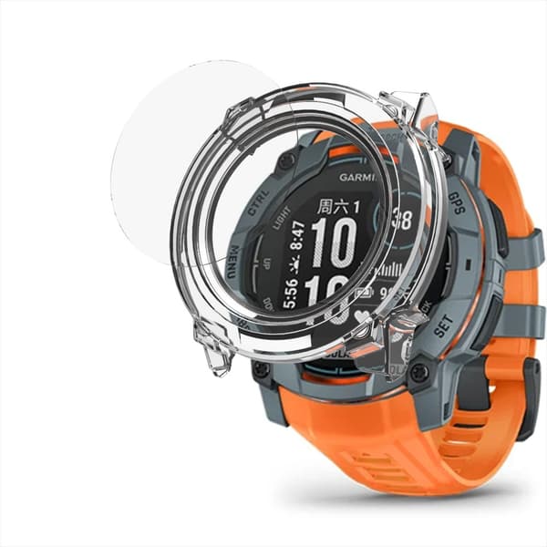 INF Etui til Garmin Instinct 3 - PC + Hærdet film Gennemsigtig 50 mm