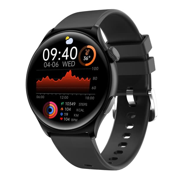 INF MX16 Smartwatch: 1.43" HD-skärm, Bluetooth-samtal Svart