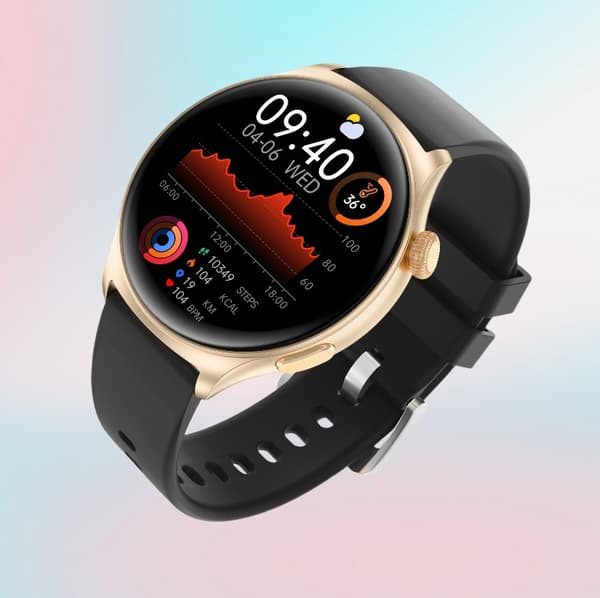 INF MX16 Smartwatch: 1.43" HD-skärm, Bluetooth-samtal Svart guld