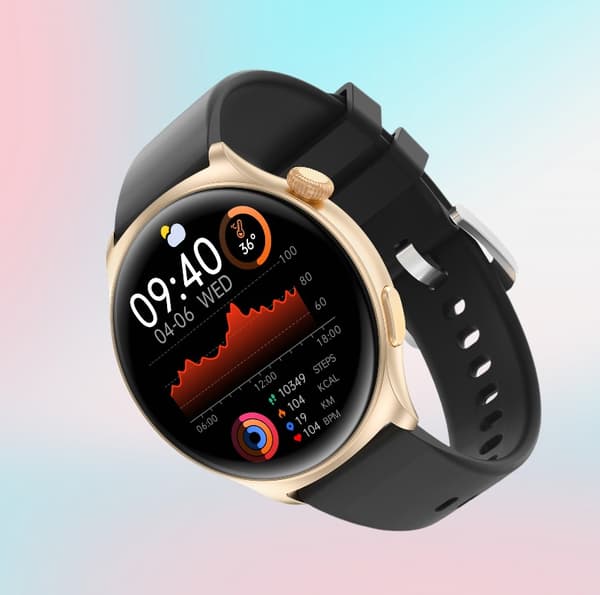 INF MX16 Smartwatch: 1.43" HD-skärm, Bluetooth-samtal Svart guld