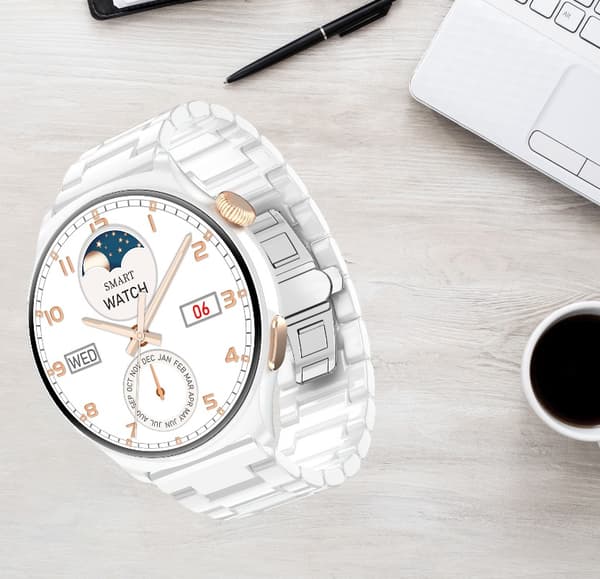 INF MX16 Smartwatch: 1.43" HD-skärm, Bluetooth-samtal Vit + Silver