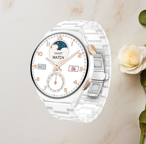 INF MX16 Smartwatch: 1.43" HD-skärm, Bluetooth-samtal Vit + Silver