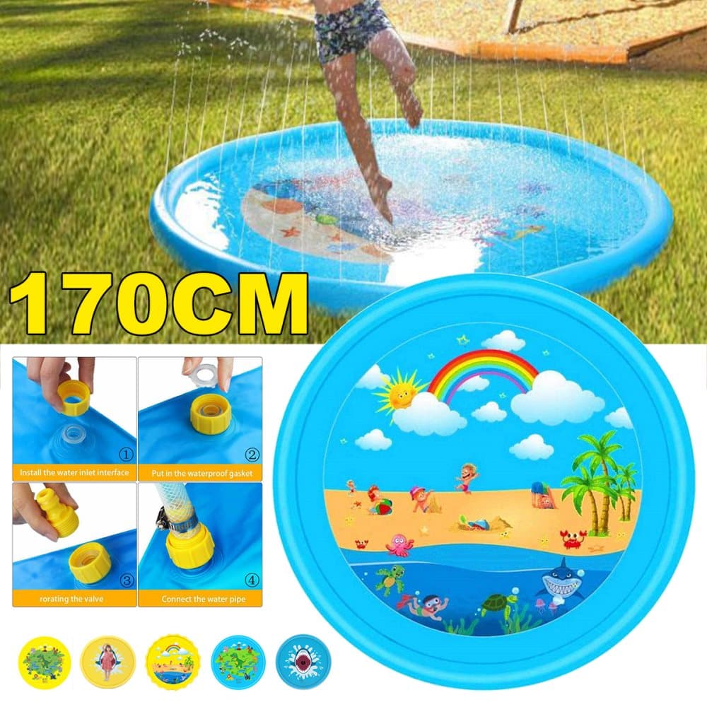 Paddling Pool, 170CM Sprinkler Mat Play Pool Centre Toddler Swimming