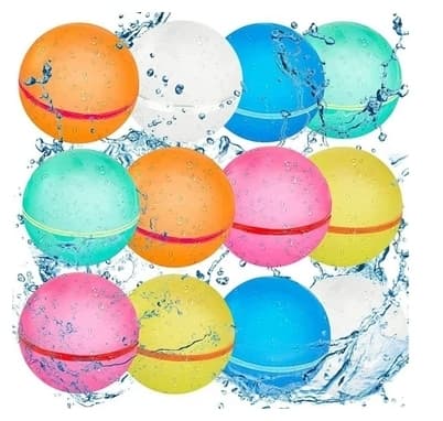 12 kpl. Reusable Water Balloons - Uudelleenkäytettävät silikonivesipallot, itsesulkeutuvat lapsille