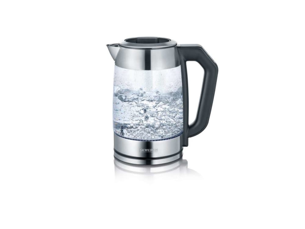 Severin WK 3477, 1,7 l, 2200 W, Svart, Silver, Transparent, Glas, Stål, Justerbar termostat, Överhettningsskydd