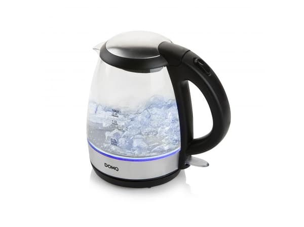 Domo DO9218WK, 1,2 l, 2200 W, Svart, Silver, Glas, Rostfritt stål, Vattennivå indikator, Filtrering