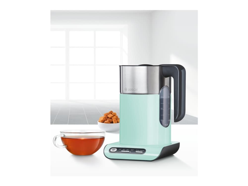 Bosch TWK8612P vattenkokare 1,5 l 2000 W Svart, Grå, Turkos
