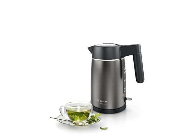 Bosch TWK5P475, 1,7 L, 2400 W, Harmaa, Ruostumaton teräs, Veden tason ilmaisin, Johdoton