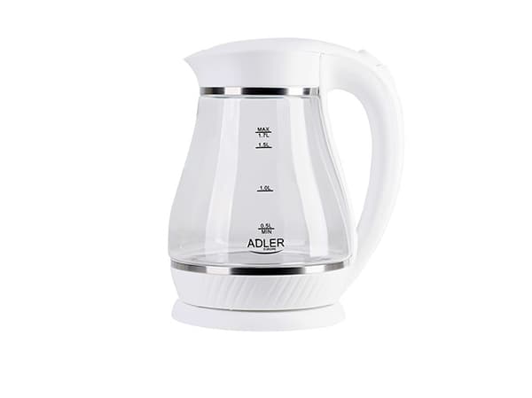 Adler AD 1274 B, 1,7 l, 2200 W, Svart, Transparent, Glas, Vattennivå indikator