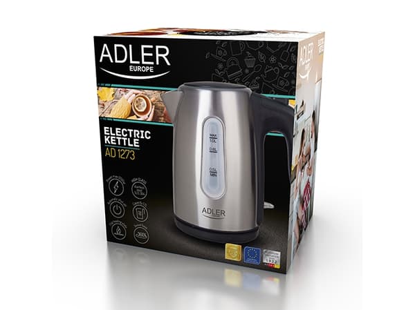 Adler AD 1273, 1 l, 1200 W, Svart, Hasselnöt, Rostfritt stål, Rostfritt stål, Vattennivå indikator