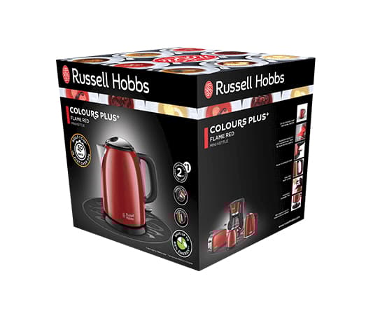 Russell Hobbs Colours Plus 24992-70 - Kjele - 1 liter - 2.4 kW - intense flaming red/shiny stainless steel/matt black