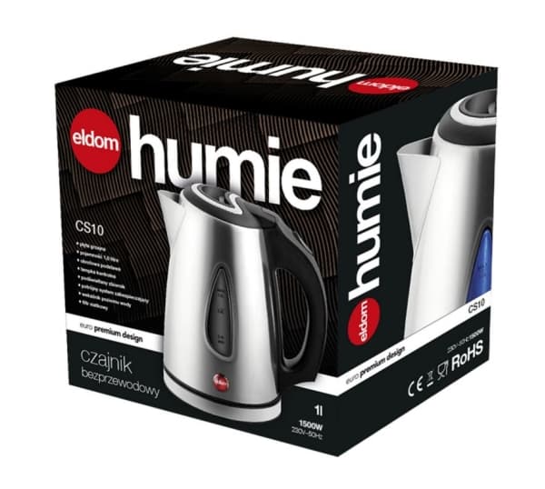 ELDOM CS10 HUMIE, 1 l, 1500 W, Sort, Rustfritt stål, Vannivåindikator, Trådløs, Filtrering