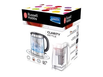 Russell Hobbs Clarity, 1,5 L, 2200 W, Transparent, Glas, Rustfrit Stål, Vandmåler, Overophednings beskyttelse