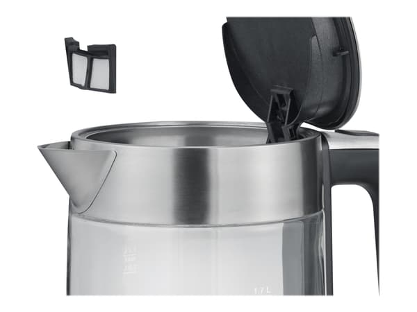 SEVERIN WK 3420 - Kjele - 1.7 liter - 2.2 kW - glass/brushed stainless steel/black