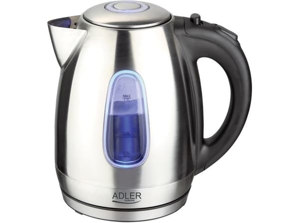 Adler AD1223, 1,7 l, 2000 W, Sort, Rustfritt stål, Rustfritt stål, Vannivåindikator, Trådløs
