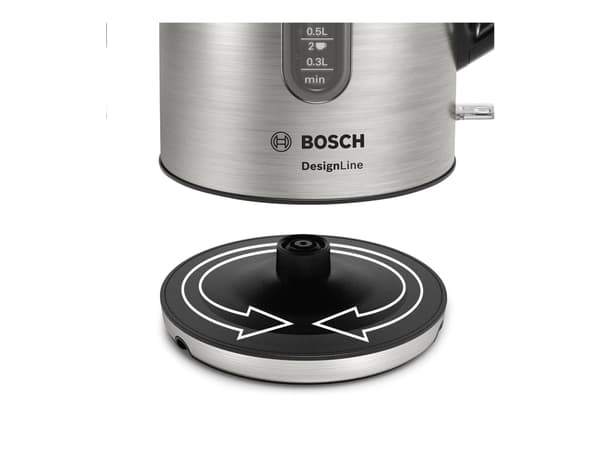 Bosch DesignLine TWK4P440 - Kjele - 1.7 liter - 2.4 kW - rustfritt stål / svart