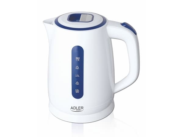 Adler AD 1234, 1,7 l, 2200 W, Blå, Hvit, Vannivåindikator, Filtrering