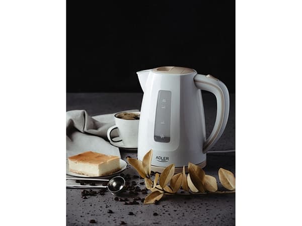 Adler AD 1264, 1,7 l, 2200 W, Hasselnöt, Vit, Plast, Vattennivå indikator