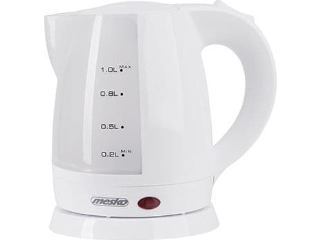 Mesko Home MS 1276, 1 L, 1600 W, Valkoinen, Polypropeeni, Veden tason ilmaisin, Ylikuumenemissuoja