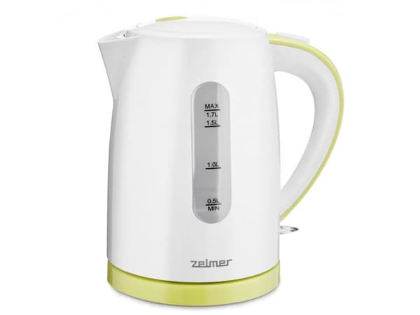 Zelmer ZCK7616L, 1,7 l, 2200 W, Vit, Gul, Plast, Vattennivå indikator, Överhettningsskydd