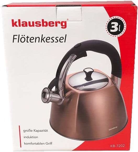 Klausberg KB-7202, 3 l, Bronse, Sort, Rustfritt stål, Keramisk, Gass, Halogen, Induksjon, Forseglet Plate
