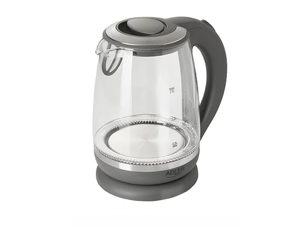 Adler AD 1286, 2 l, 2200 W, Grå, Gjennomsiktig, Glass, Vannivåindikator
