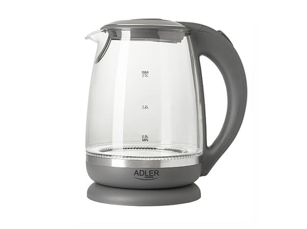Adler AD 1286, 2 l, 2200 W, Grå, Gjennomsiktig, Glass, Vannivåindikator