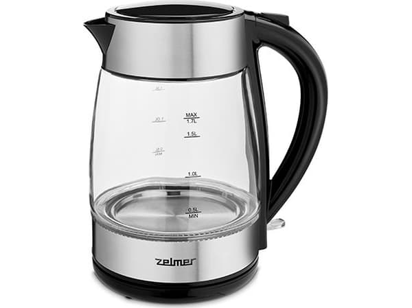 Zelmer ZCK8011, 1,7 l, 2200 W, Sort, Rustfritt stål, Glass, Vannivåindikator, Overopphetingsbeskyttelse