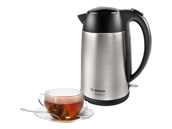 Bosch TWK3P420, 1,7 L, 2400 W, Musta, Ruostumaton teräs, Ruostumaton teräs, Veden tason ilmaisin, Ylikuumenemissuoja