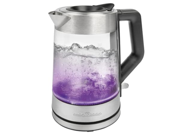 ProfiCook PC-WKS 1190 G, 1,7 l, 2200 W, Stål, Glass, Rustfritt stål, Justerbar termostat, Vannivåindikator