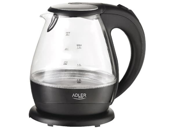 Adler AD 1224, 1,5 l, 2000 W, Sort, Gjennomsiktig, Vannivåindikator