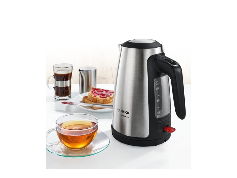Bosch TWK6A813 vattenkokare 1,7 l 2400 W Svart, Rostfritt stål