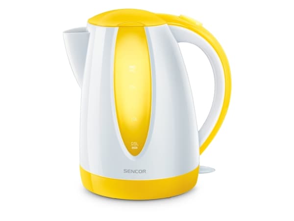 Sencor SWK 1816YL, 1,8 l, 2000 W, Vit, Gul, Plast, Vattennivå indikator, Överhettningsskydd