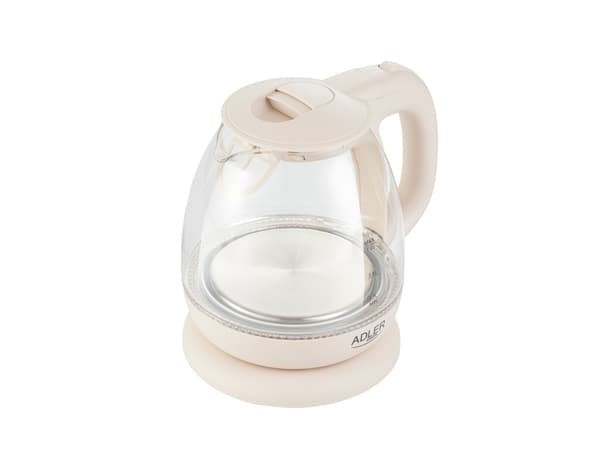 Adler AD 1283C, 1 l, 900 W, Krem, Glass, Vannivåindikator, Trådløs